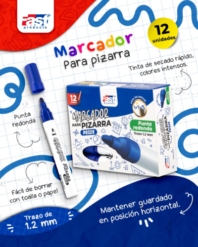 Marcador de Pizarra Fast Desechable Azul