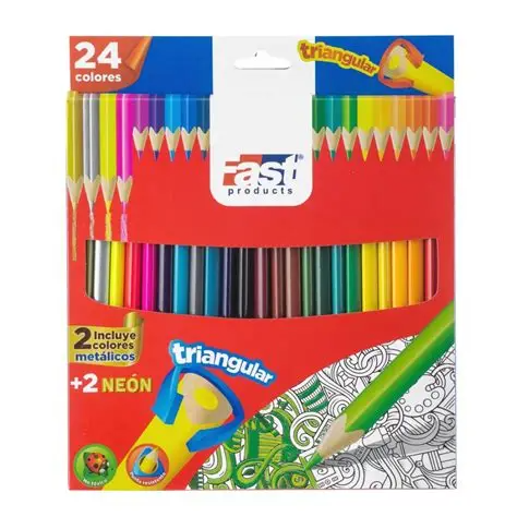 Caja de crayones de madera Fast 24 colores