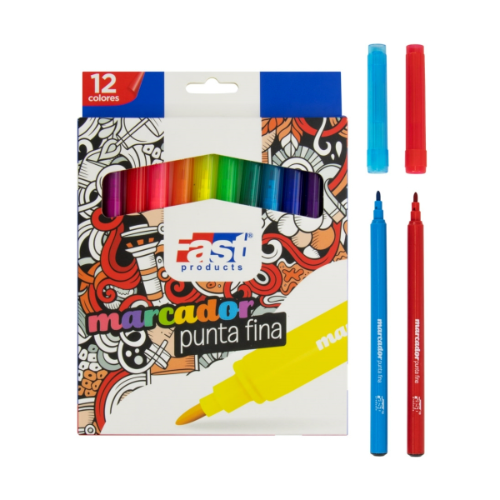 Estuche de marcadores Fast punta Fina 12 colores