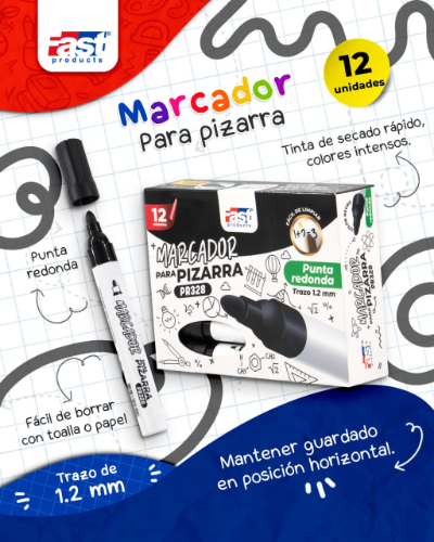 Marcador de Pizarra Fast Desechable Negro