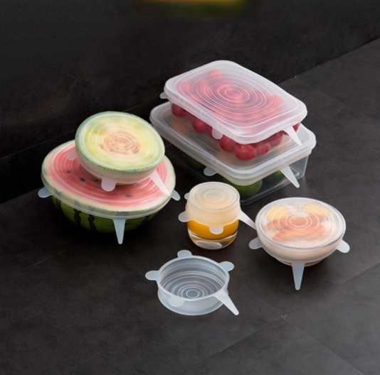 Set 6 Tapas Silicona Reutilizables Redondas Flexibles Cocina