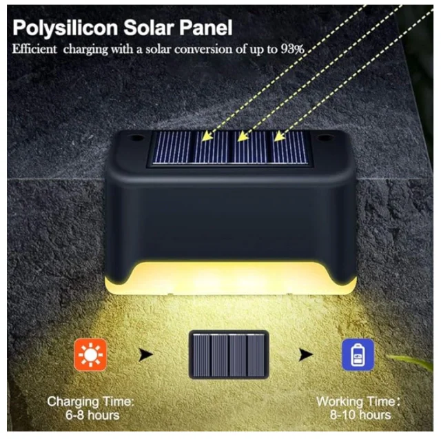 Kit X4 Lampara Solar Led Jardín Exterior Escaleras