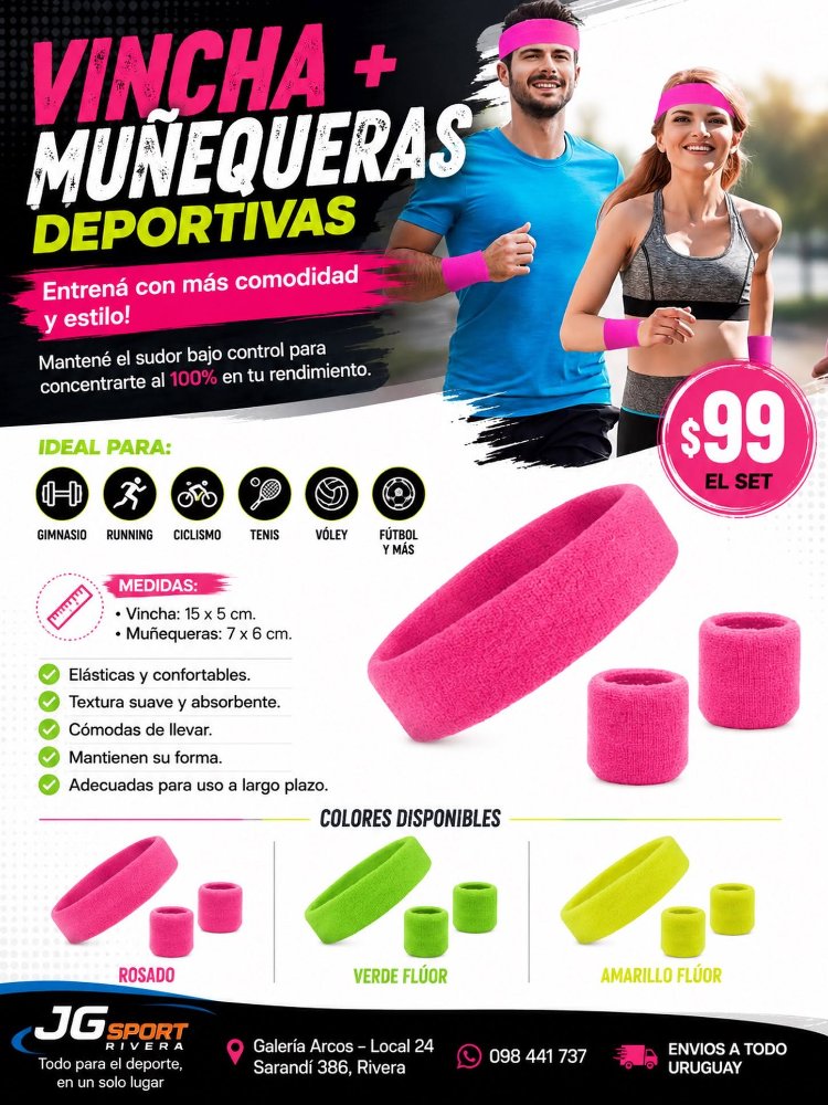 Vincha + Muñequeras Deportivas