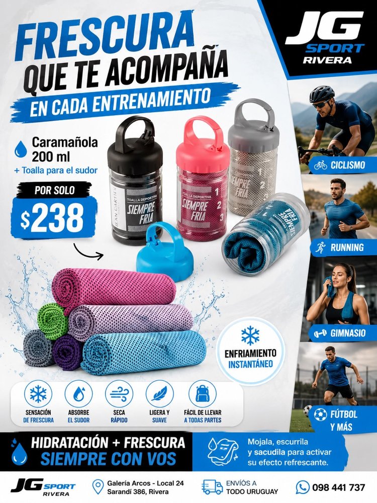 Caramañola de 200 ml + Toalla Deportiva Refrescante
