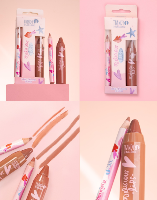 Kit De Labios Delicious Lips Crayola Y Delineador Trendy