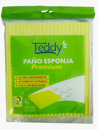 PAÑOS ESPONJAS TEDDY  PREMIUM X3