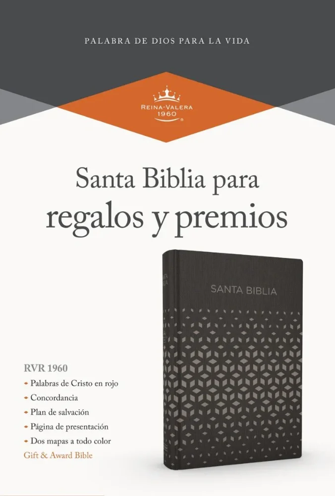 Santa Biblia RVR 1960 para regalos y premios, símil piel negro/plata