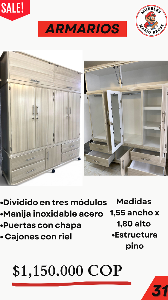 clóset 1,50 x 180
