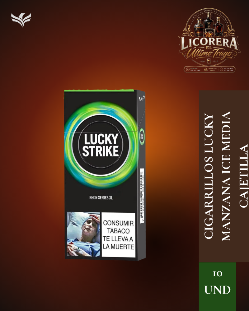 Cigarrillos LUCKY Manzana ice media cajetilla (10 und)