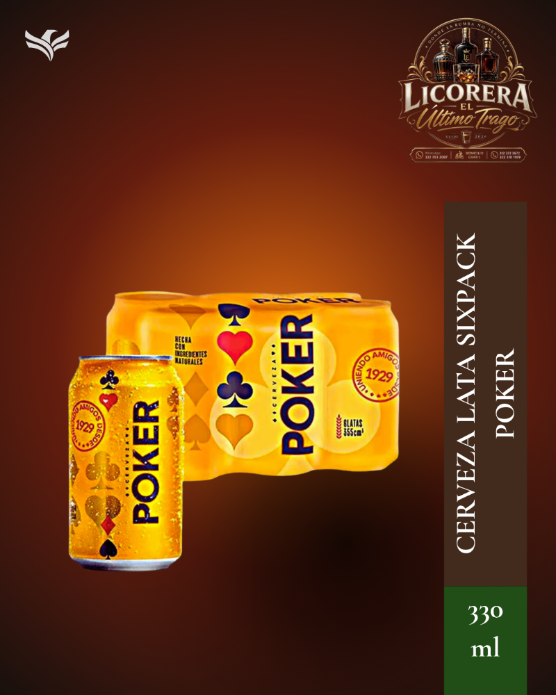 Cerveza Lata Sixpack POKER 330ML