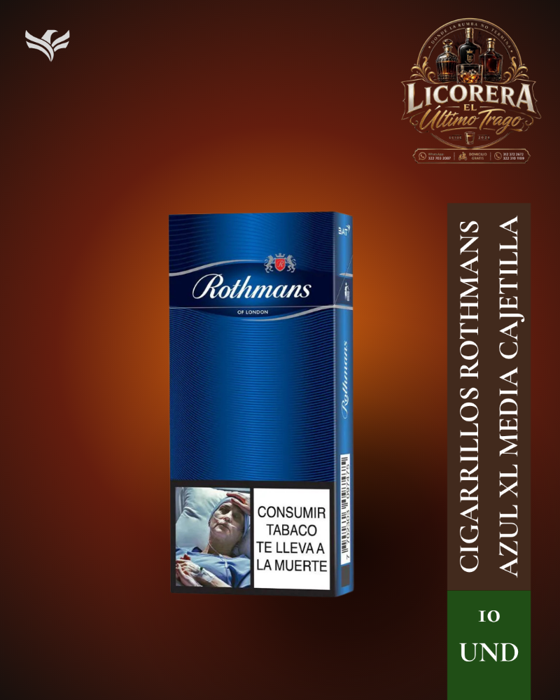 Cigarrillos ROTHMANS azul XL media cajetilla (10 und)