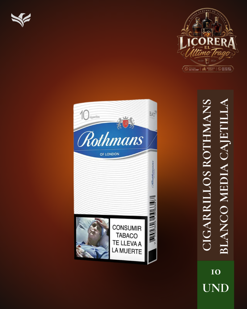 Cigarrillos ROTHMANS Blanco media cajetilla (10 und)