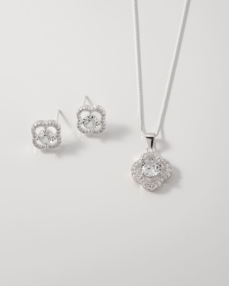 Conjunto Enchanted, Veneciana + Aretes + Dije Plata Ley 925