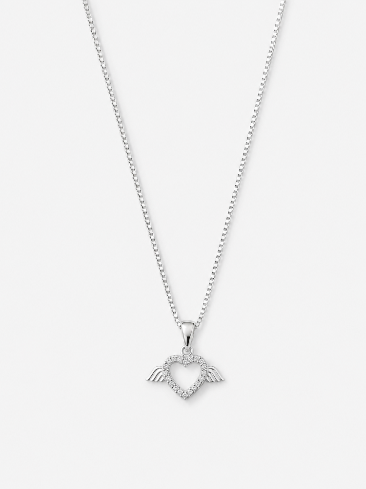 Cadena Veneciana + Dije Corazón Alado Plata Ley 925