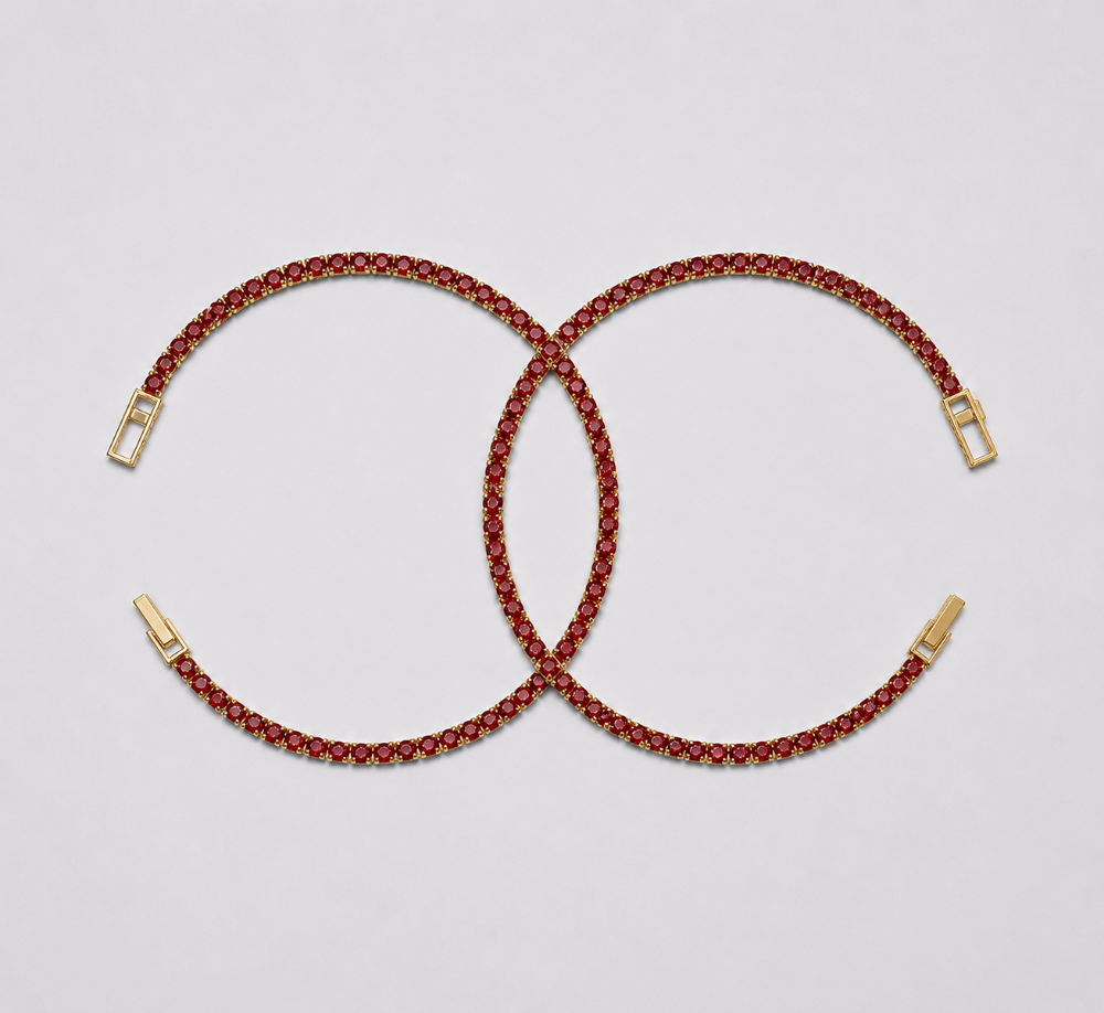 Pareja Tenis Roja Oro Laminado 18k