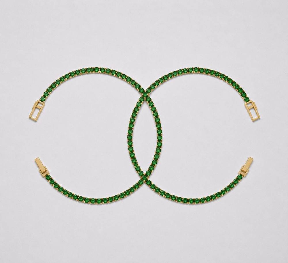Pareja Tenis Verde Oro Laminado 18k
