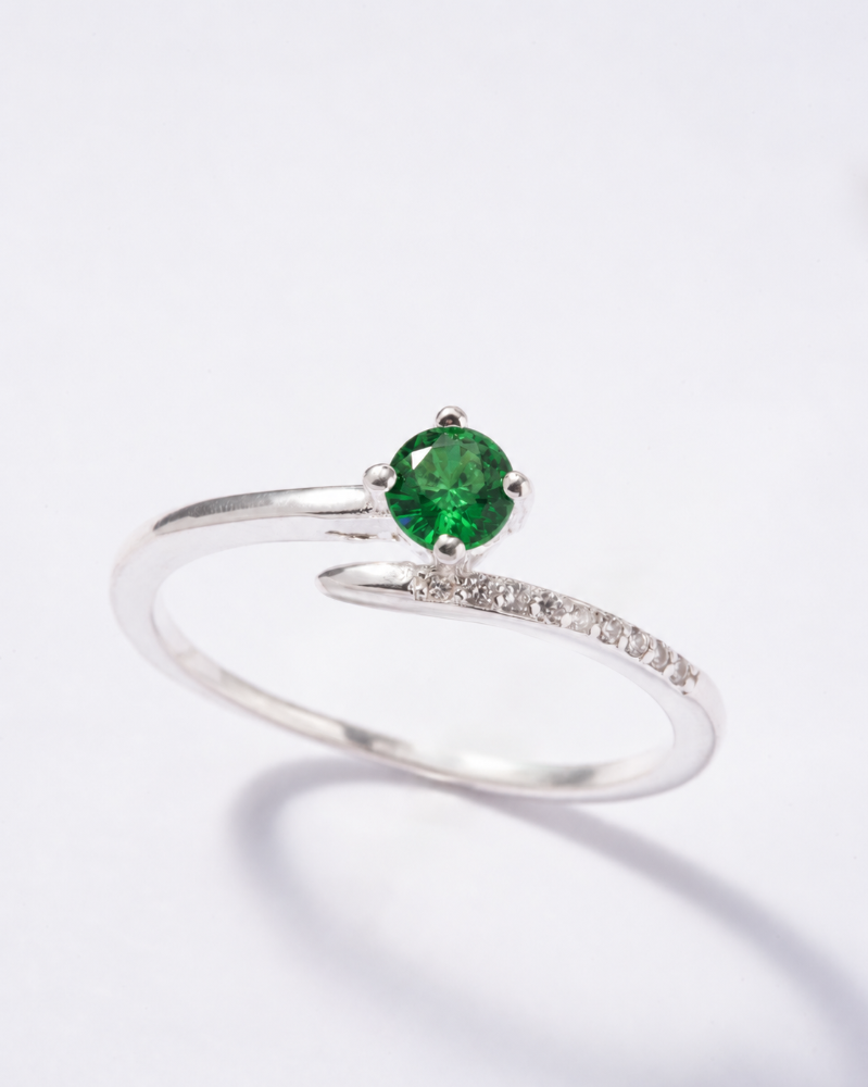 Anillo Claw Verde Plata Ley 925