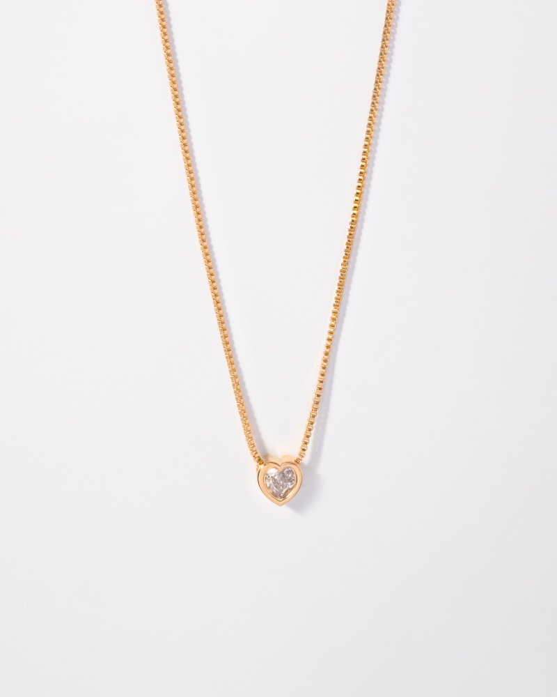 Cadena Corazón Cristal en Oro laminado 18k Para Dama