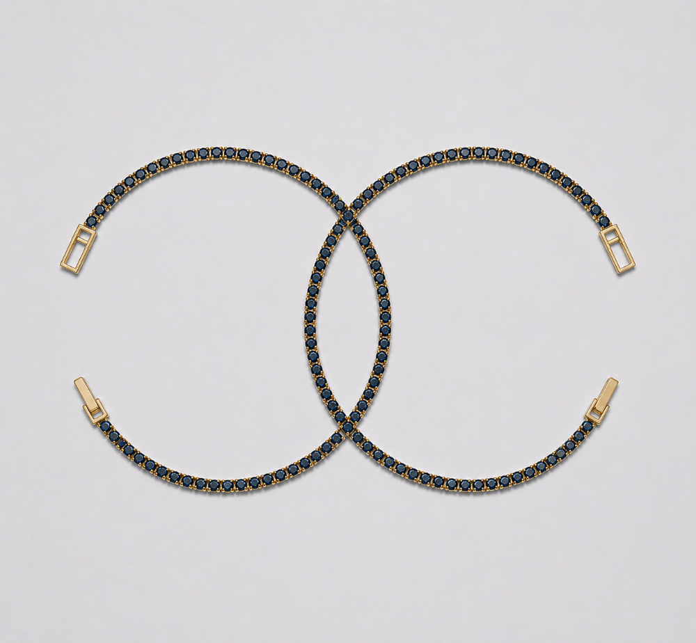 Pareja Tenis Azul Oro Laminado 18k