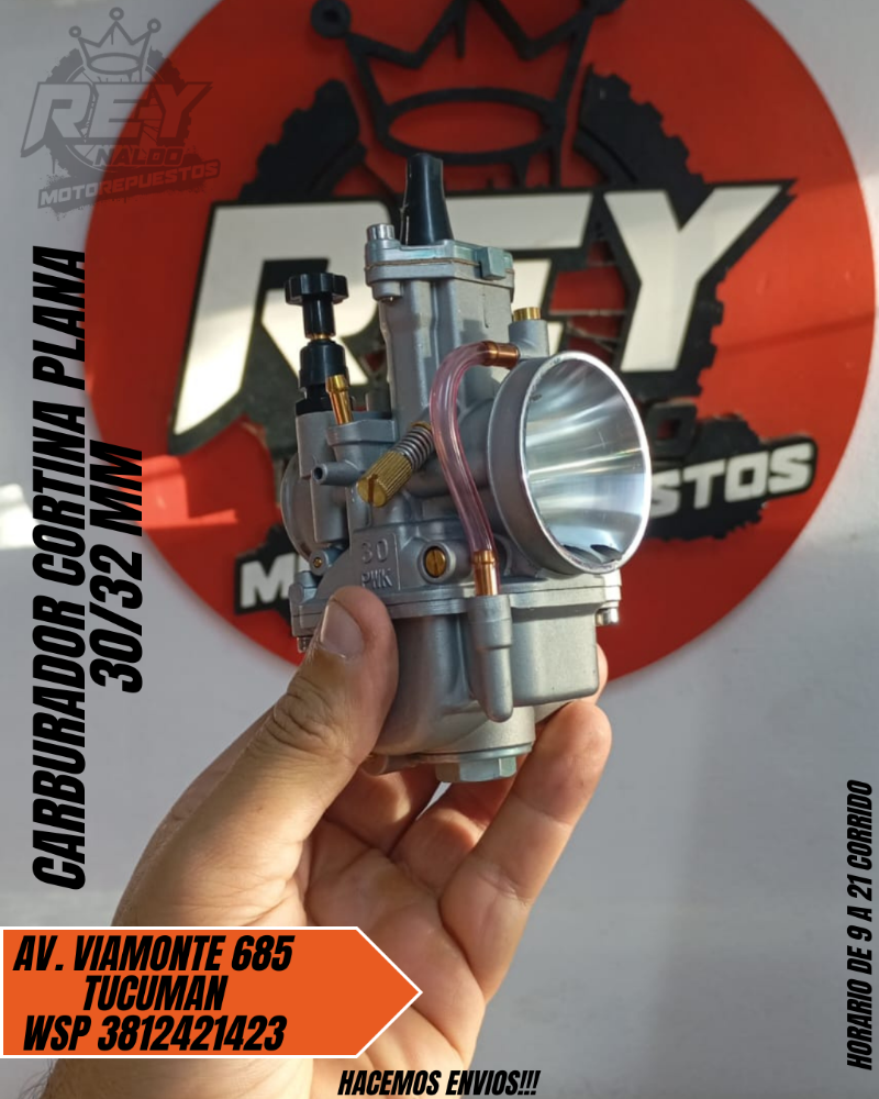 CARBURADOR CORTINA PLATA 30/32 MM - REY MOTOREPUESTOS