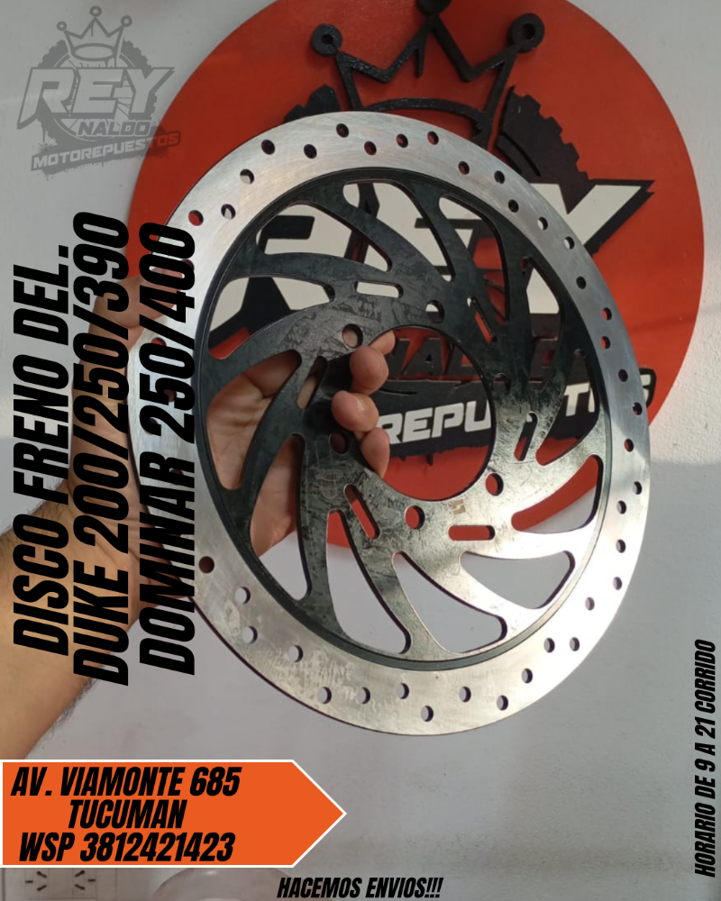 DISCO DE FRENO DELANTERO DUKE 200/250/390 DOMINAR 250/400 - REY MOTOREPUESTOS