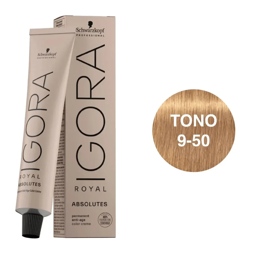 Tinte Igora Royal 9-50 Rubio muy claro dorado natural