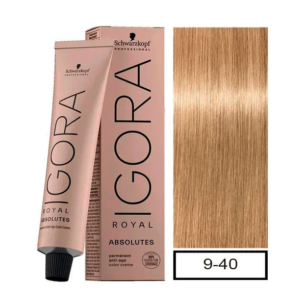 Tinte Igora Royal 9-40 Rubio muy claro Beige Natural