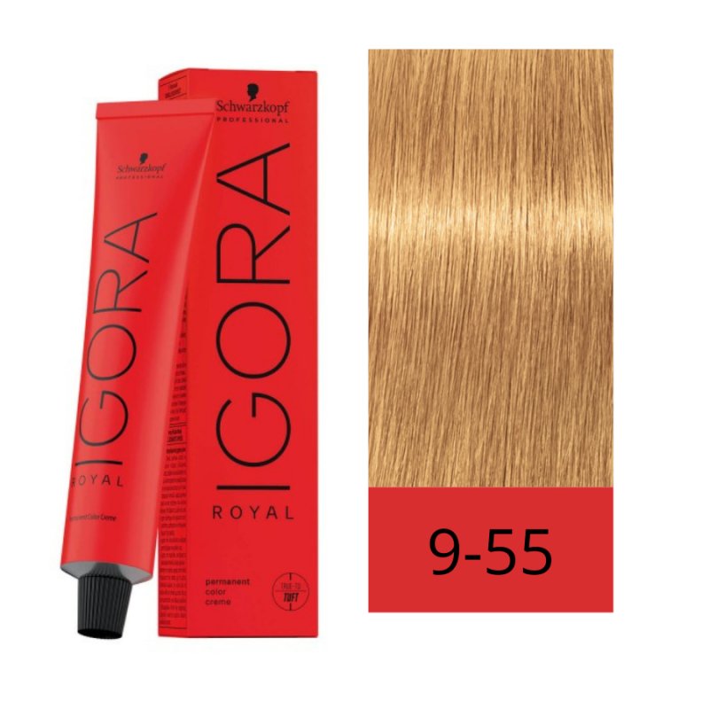 Tinte Igora Royal 9-55 Rubio muy claro dorado intenso