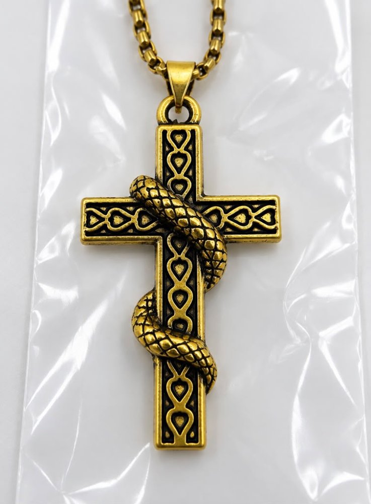 Collar Cruz Dorada Serpiente