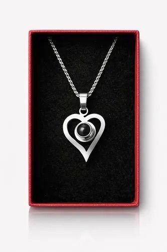 Collar Corazon simple Te amo 100 idiomas acero