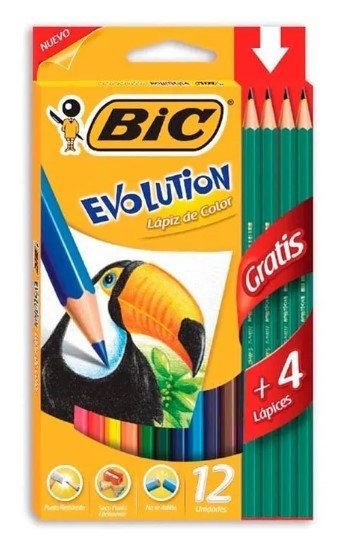 Bic lapices de colores x12 + 4 grafito