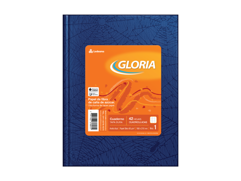 Gloria cuaderno Nº1 tapa dura AZUL 42h RAYADAS