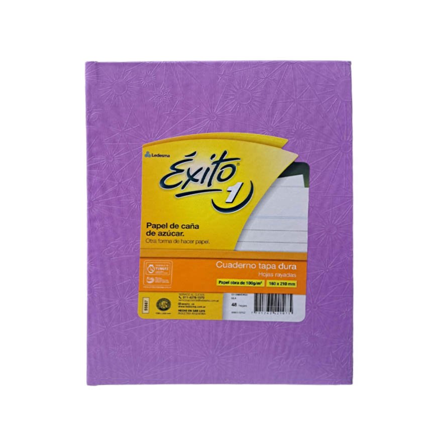 Exito cuaderno Nº1 tapa dura 48h RAYADAS LILA