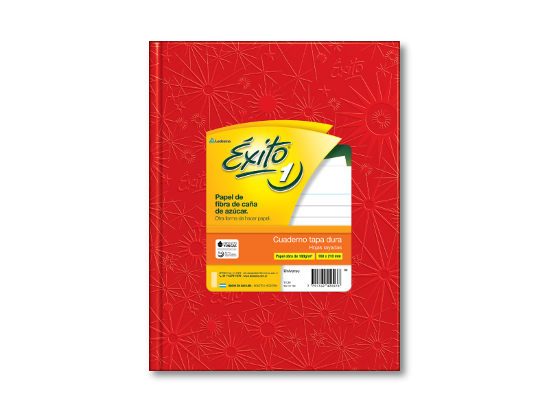 Exito cuaderno tapa dura Nº1 48h RAYADAS ROJO