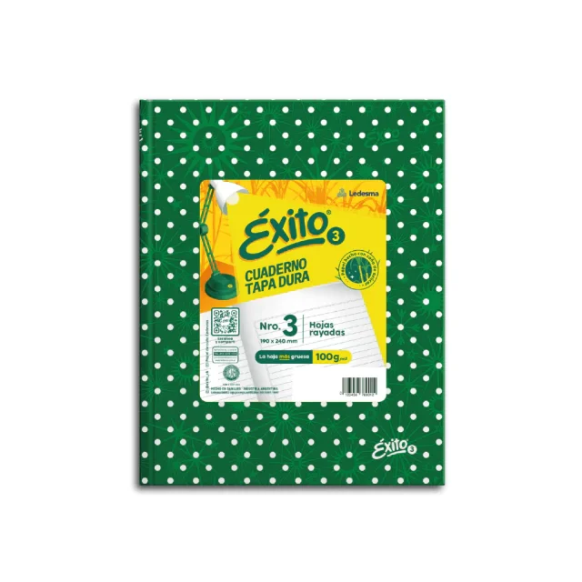Exito cuaderno Nº3 tapa dura 48h RAYADAS LUNARES VERDE OSCURO