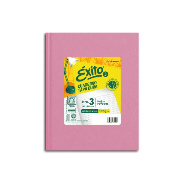 Exito cuaderno Nº3 tapa dura 48h RAYADAS ROSA