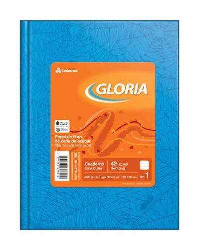 Gloria cuaderno Nº1 tapa dura CELESTE 42h rayadas