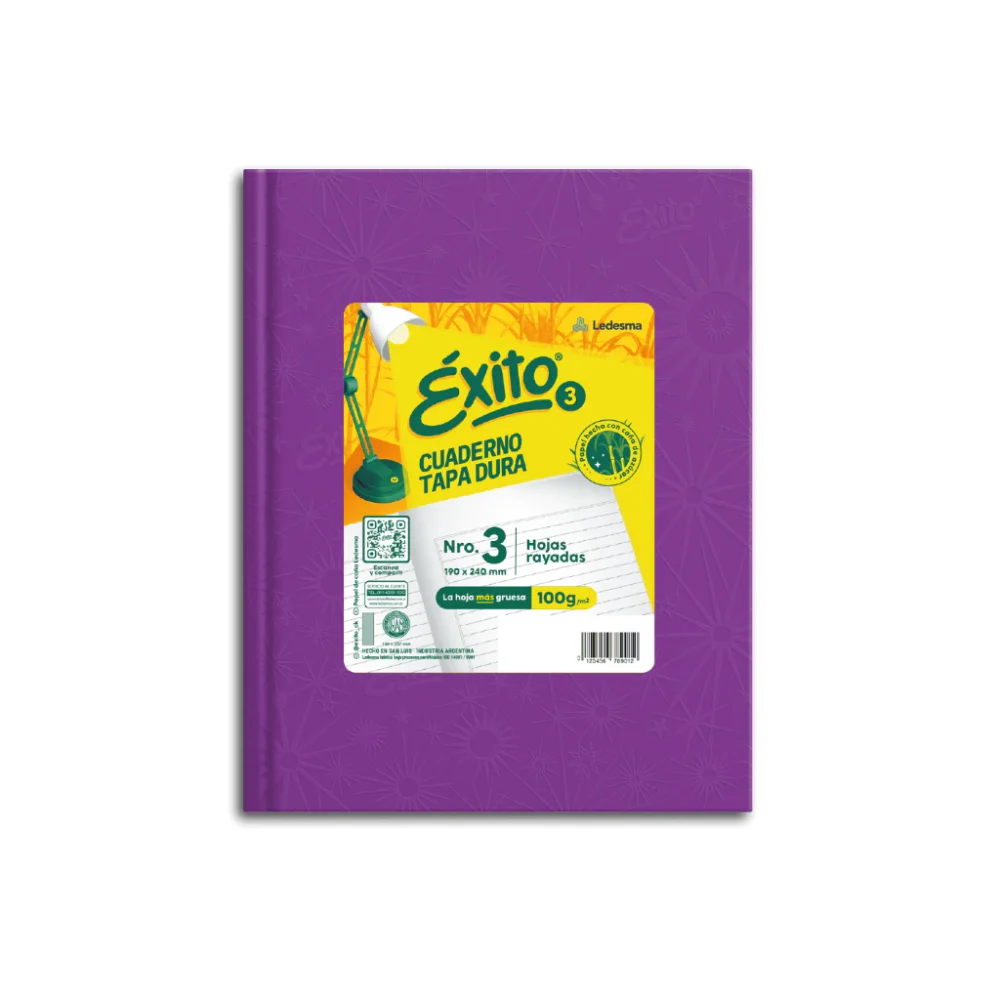 Exito cuaderno Nº3 tapa dura 48h RAYADAS LILA