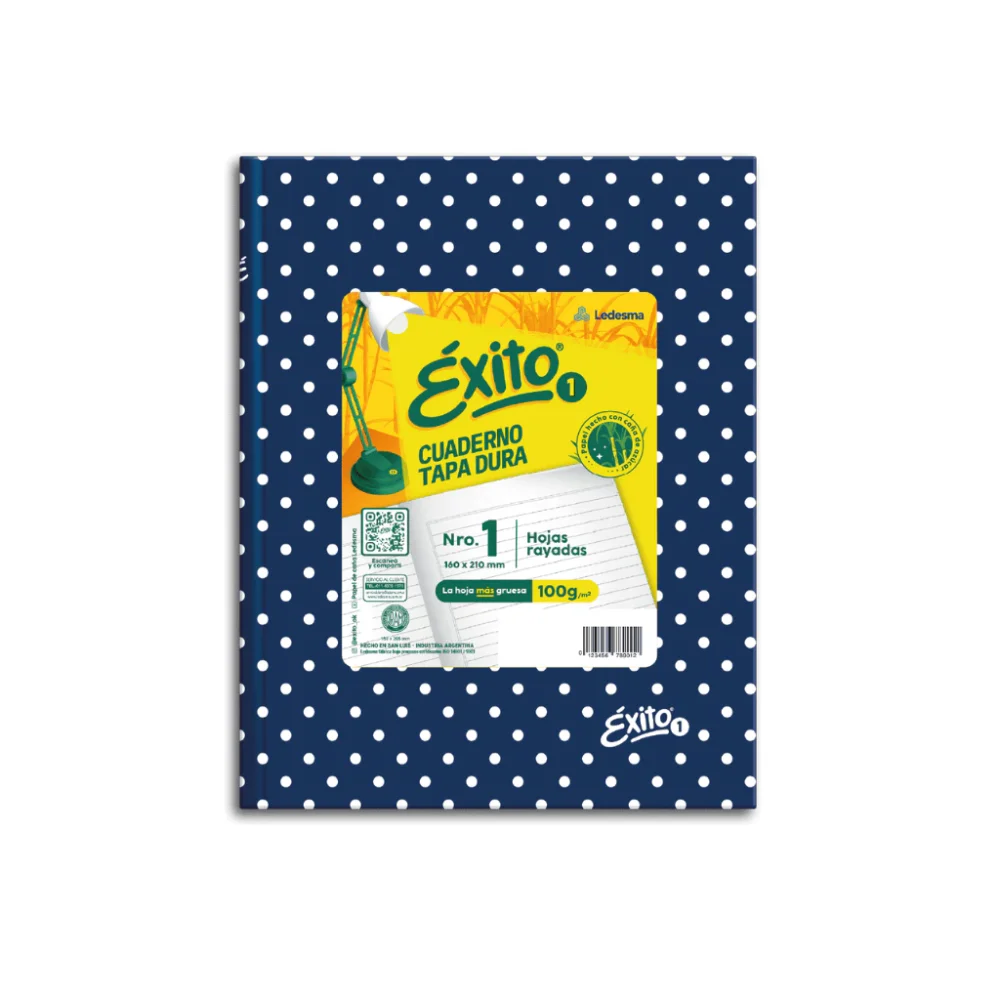Exito cuaderno Nº1 tapa dura 48h RAYADAS LUNARES AZUL