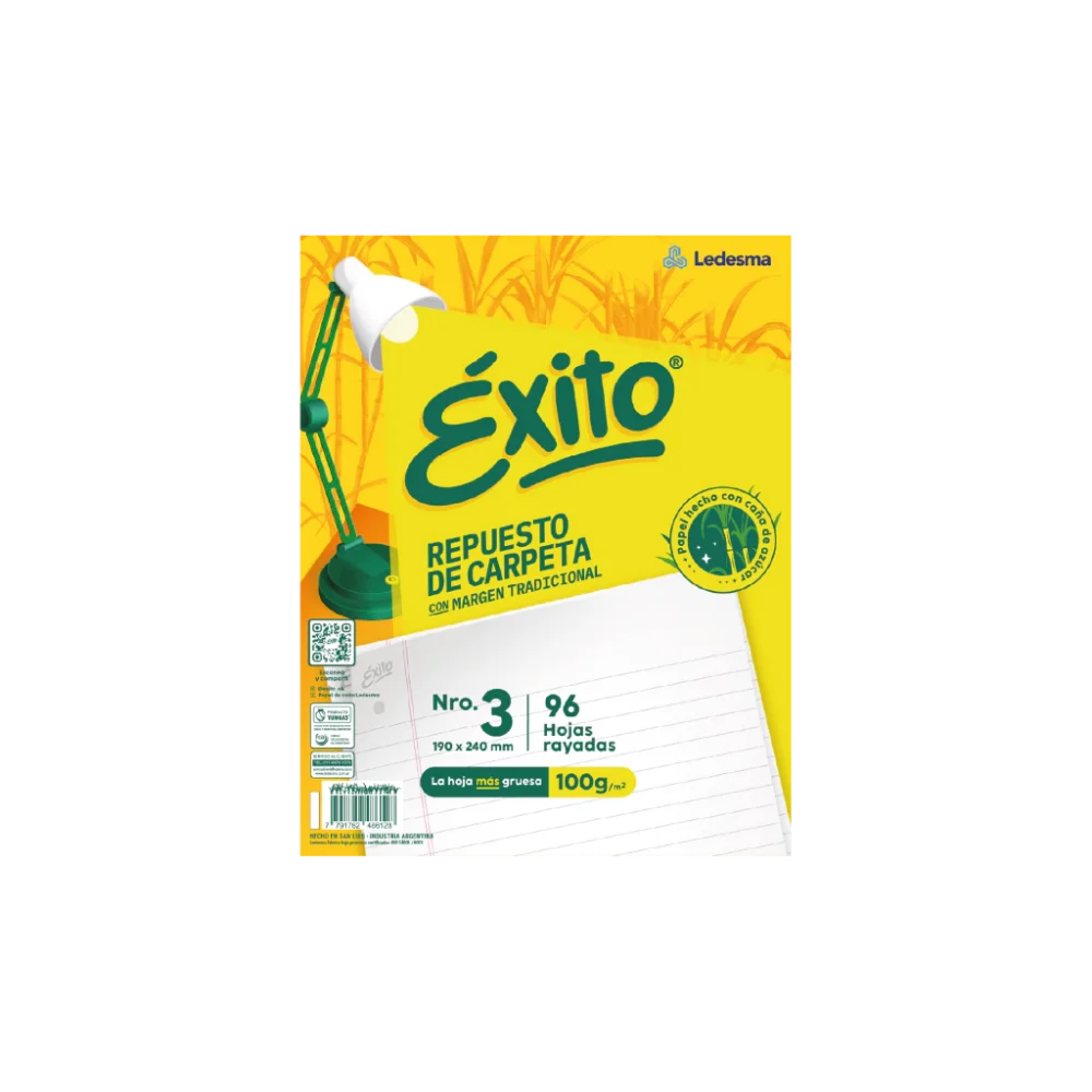 Exito respuesto de hojas RAYADAS 96h Nº3