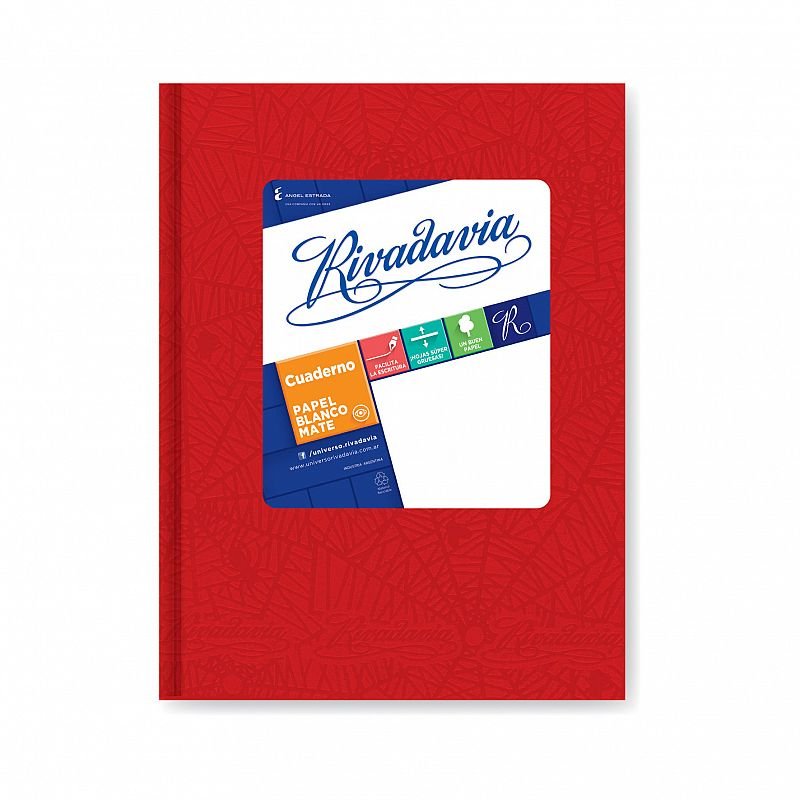 Rivadavia cuaderno  tapa dura Nº1 50h RAYADAS ROJO