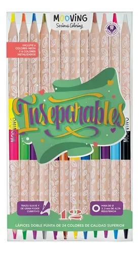 Lapices de colores doble punta Mooving INSEPARABLES x24