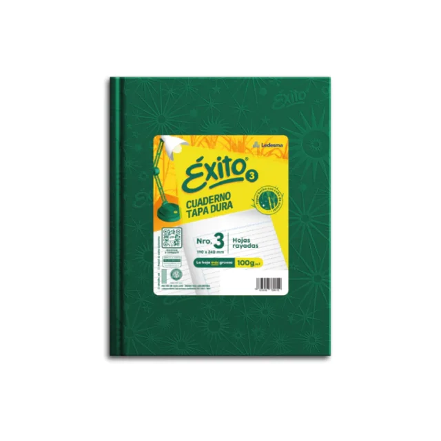 Exito cuaderno Nº3 tapa dura 48h RAYADAS VERDE