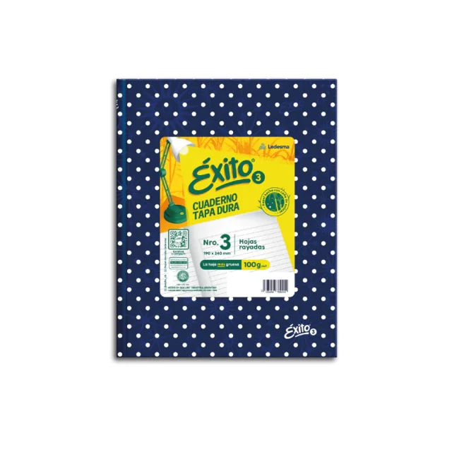 Exito cuaderno Nº3 tapa dura 48h RAYADAS LUNARES AZUL
