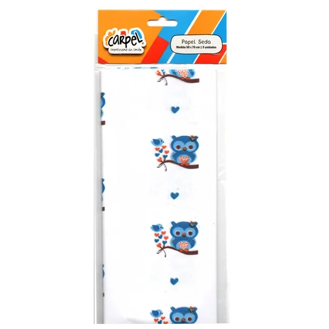 Papel Seda x5 Buho Turquesa 50x70cm