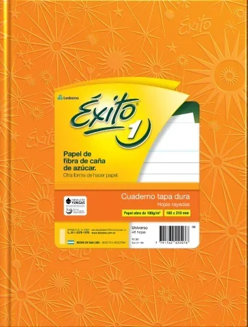 Exito cuaderno Nº1 tapa dura 48h RAYADAS NARANJA