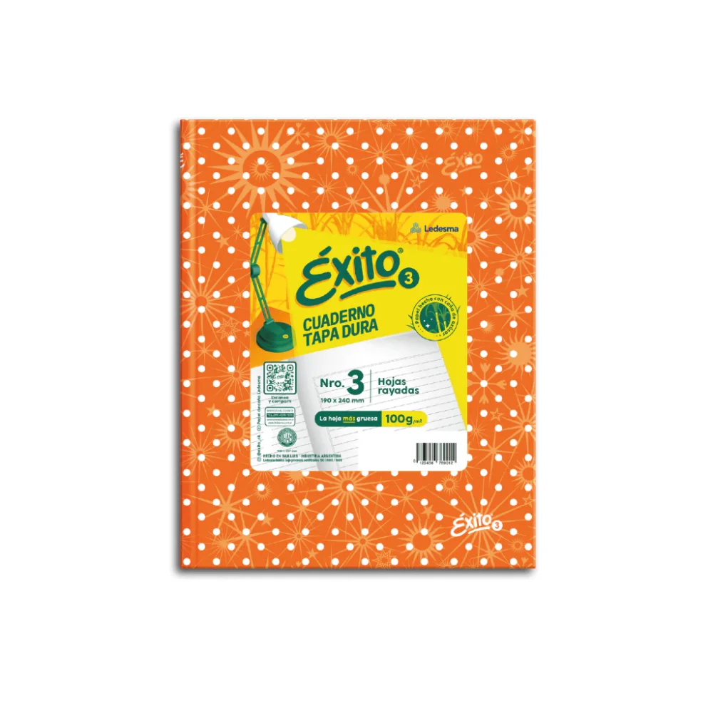 Exito cuaderno Nº3 tapa dura 48h RAYADAS LUNARES NARANJA