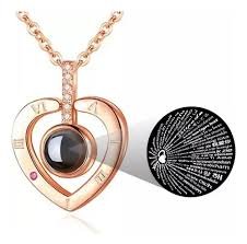 Collar Corazon Te amo 100 idiomas Acero dorado