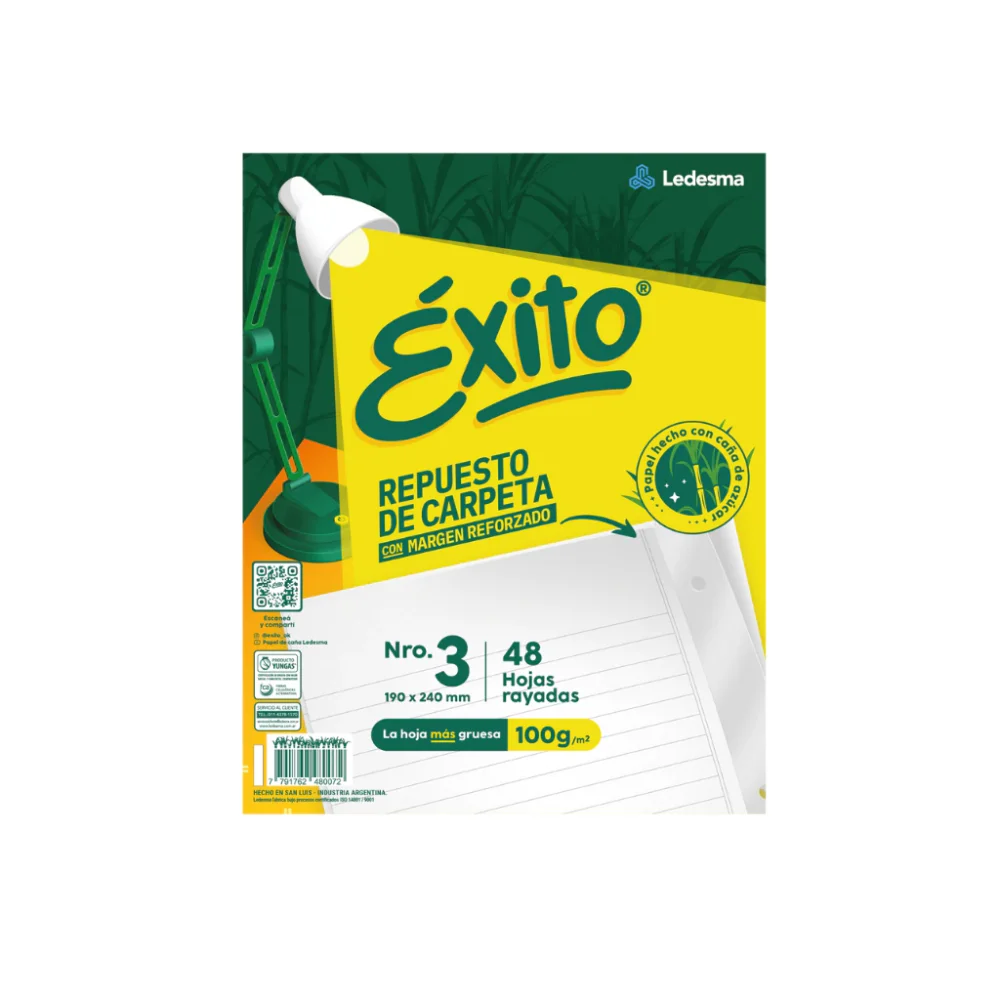 Exito respuesto de hojas RAYADAS 48h Nº3