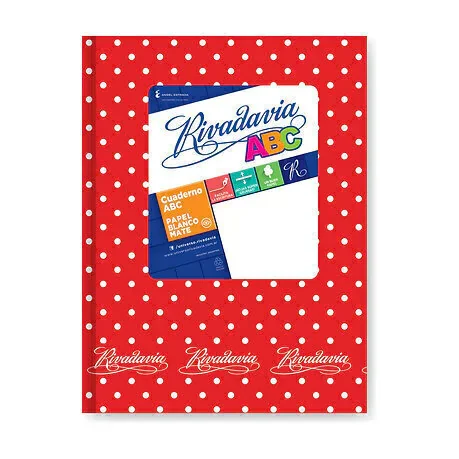 Rivadavia cuaderno Nº3 tapa dura 48h RAYADAS LUNARES ROJO